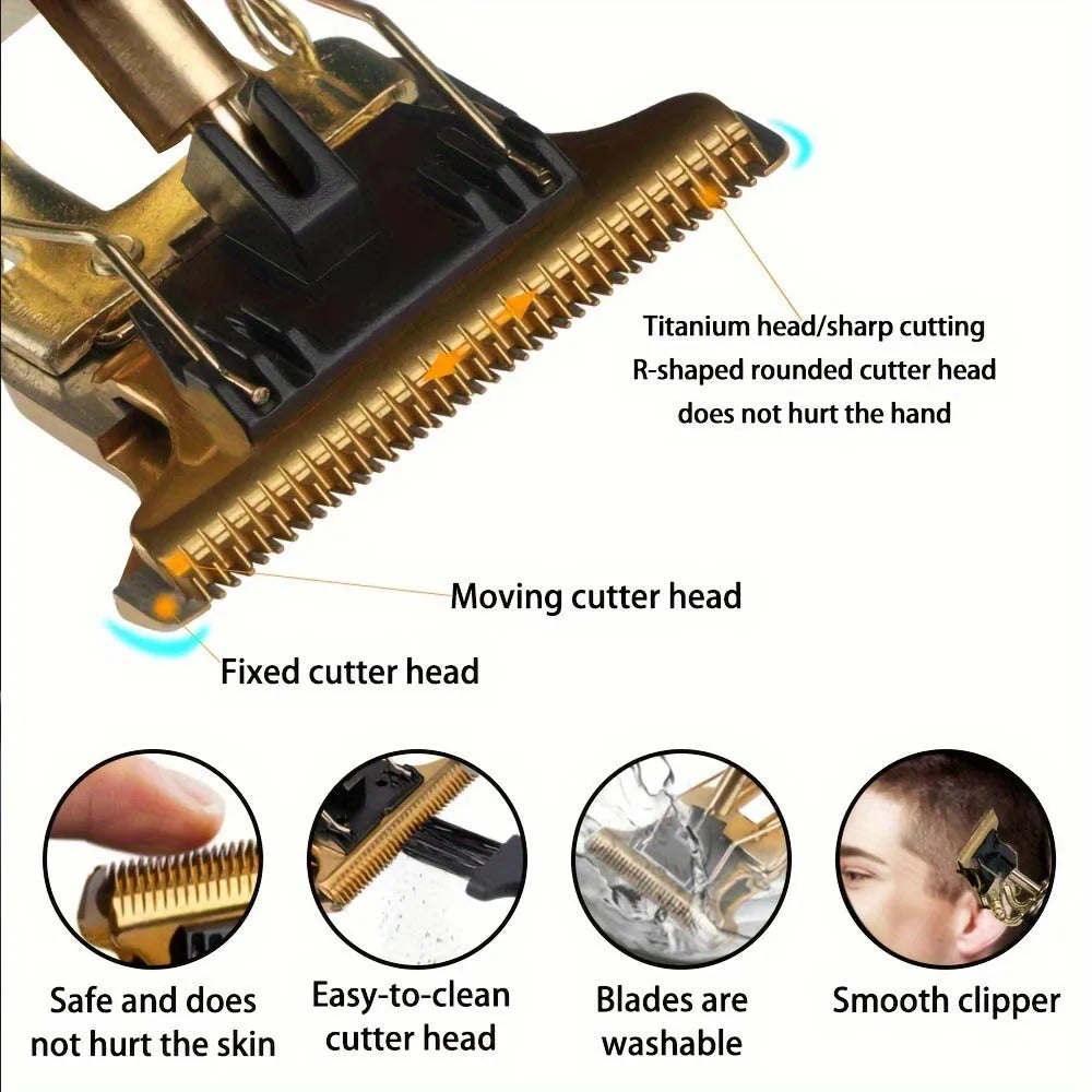 Professional Men's Cordless Electric Clipper, T-Blade Beard Trimming Kit, Haircutting Set with LED Display, Gift for men