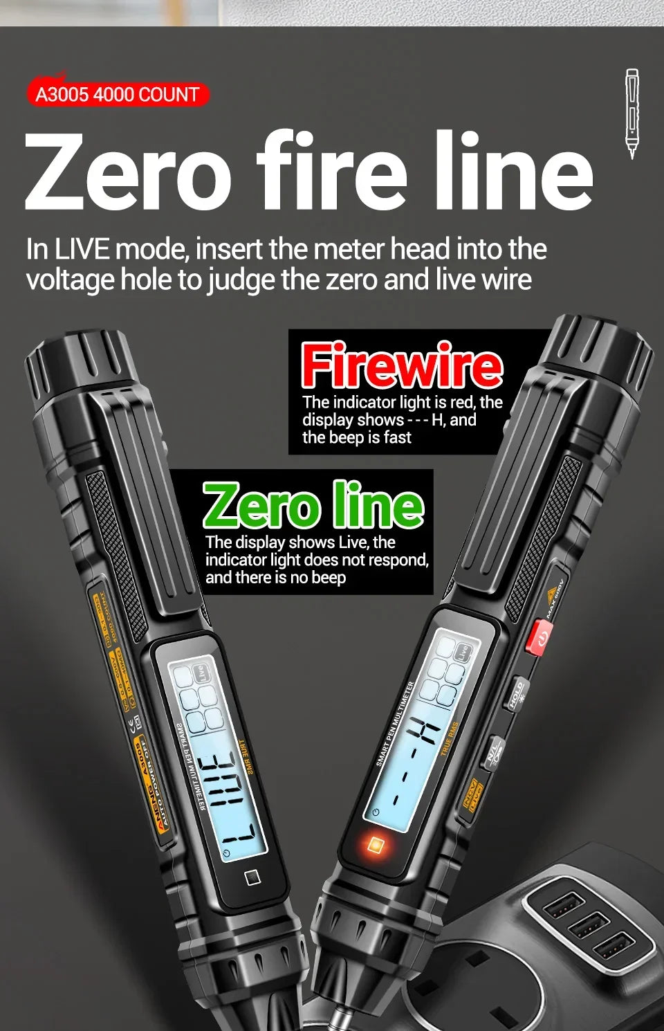 A3005+B20 Digital Multimeter Professional Insulated Voltage Test Pen Non-Contact AC/DC VoltageTester Double Head Screwdriver