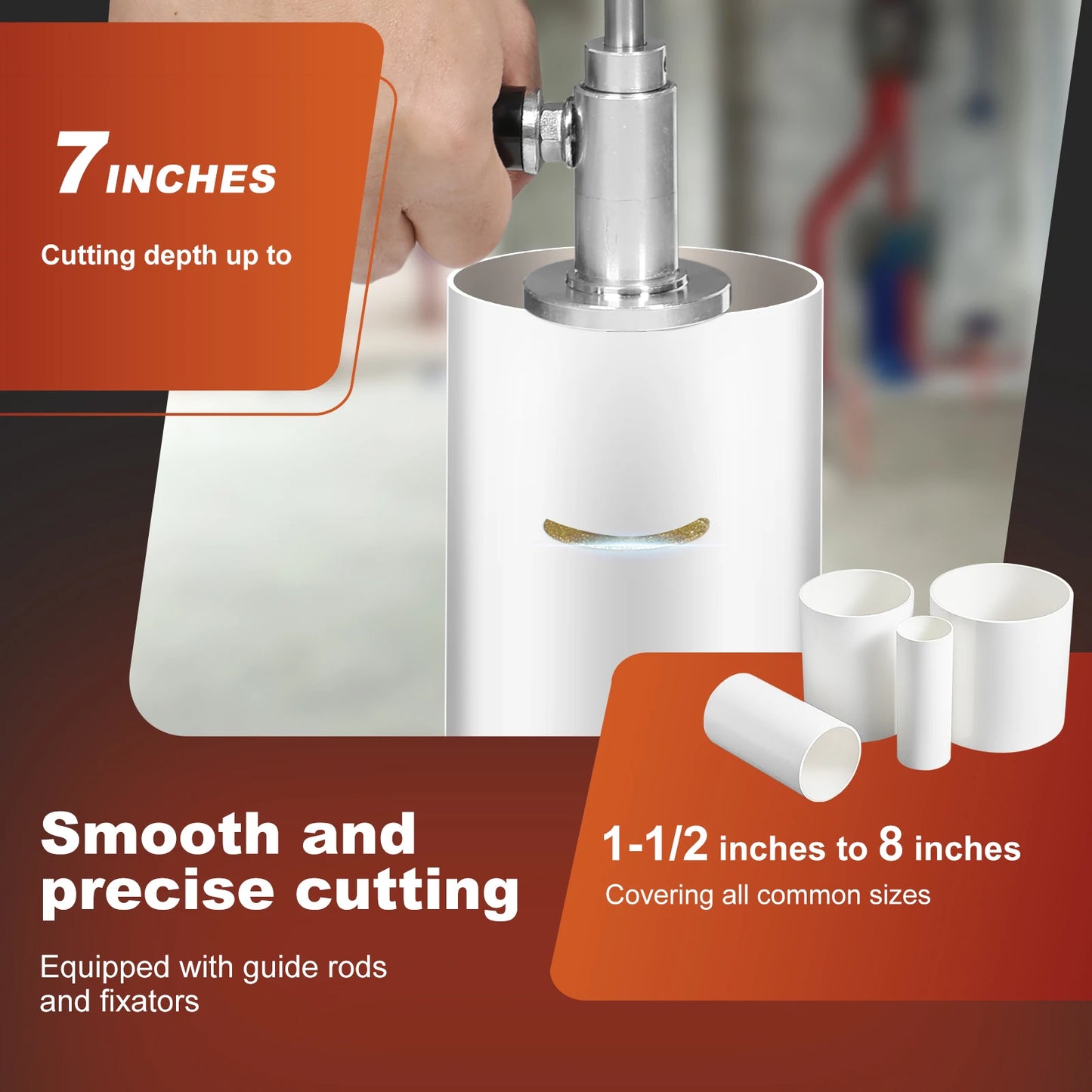 Inside Pipe Cutter Plumbing Tools PVC Pipe Precision Cutting for 1-1/2 Inch to 8 Inch, 7 Inch Adjustable Cutting Depth Pipe Tool