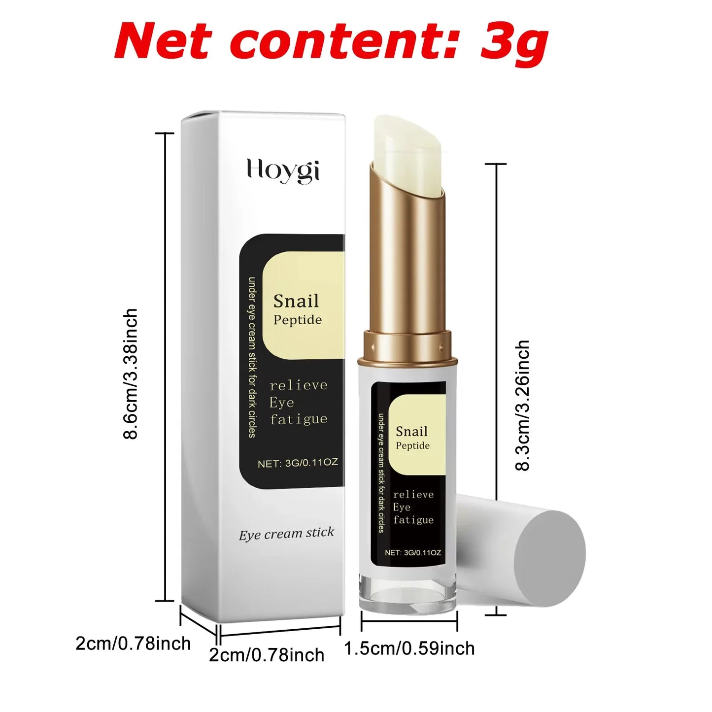 Hoygi Snail Essence & Collagen Eye Cream Stick 3g – Anti Dark Circles, Fine Lines, Puffiness & Eye Bags | Retinol & Niacinamide | CPNP Certified