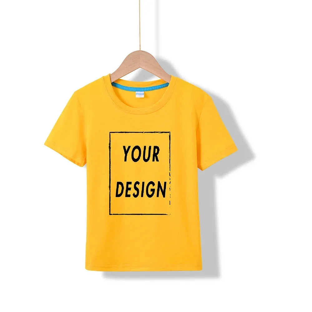 2025 Free Customized Front and Rear Logo Children's Cotton T-shirt, the Best Gift for Boys and Girls