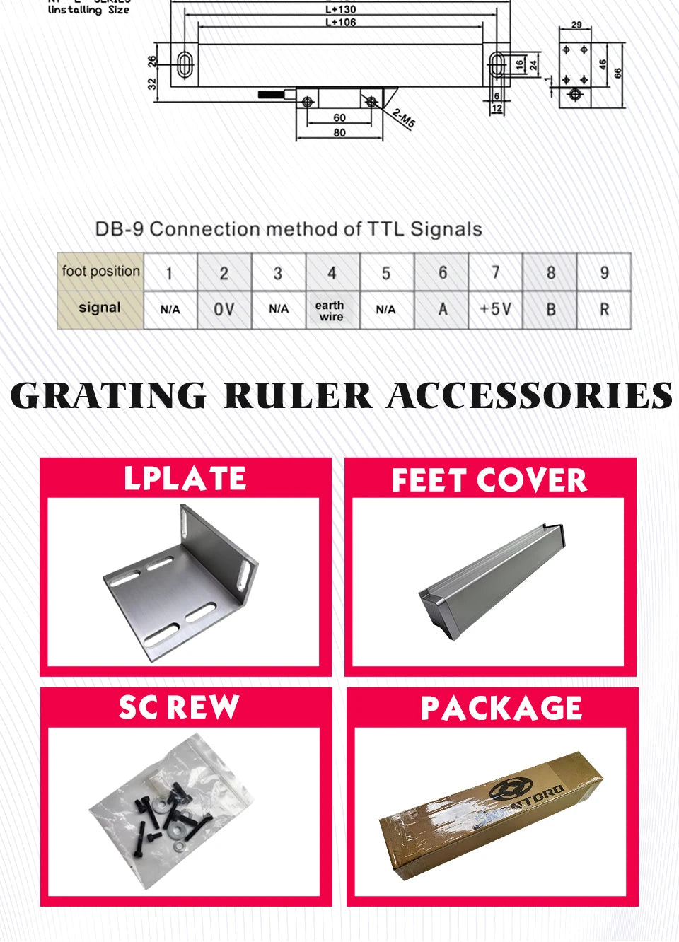 LCD DRO  Display YH800-2 2 Axis  19 language AC90-260V Displacement sensor  50-1000mm Linear Scale Encoder Grating Ruler