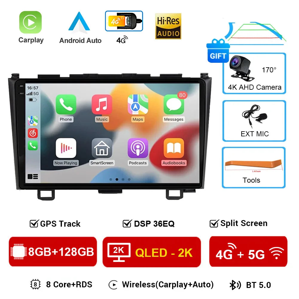 Android 16 Car Radio For Honda CR-V 3 RE CRV 2007-2011 Multimedia Video Player 2 Din Navigation GPS Carplay DVD Head Unit