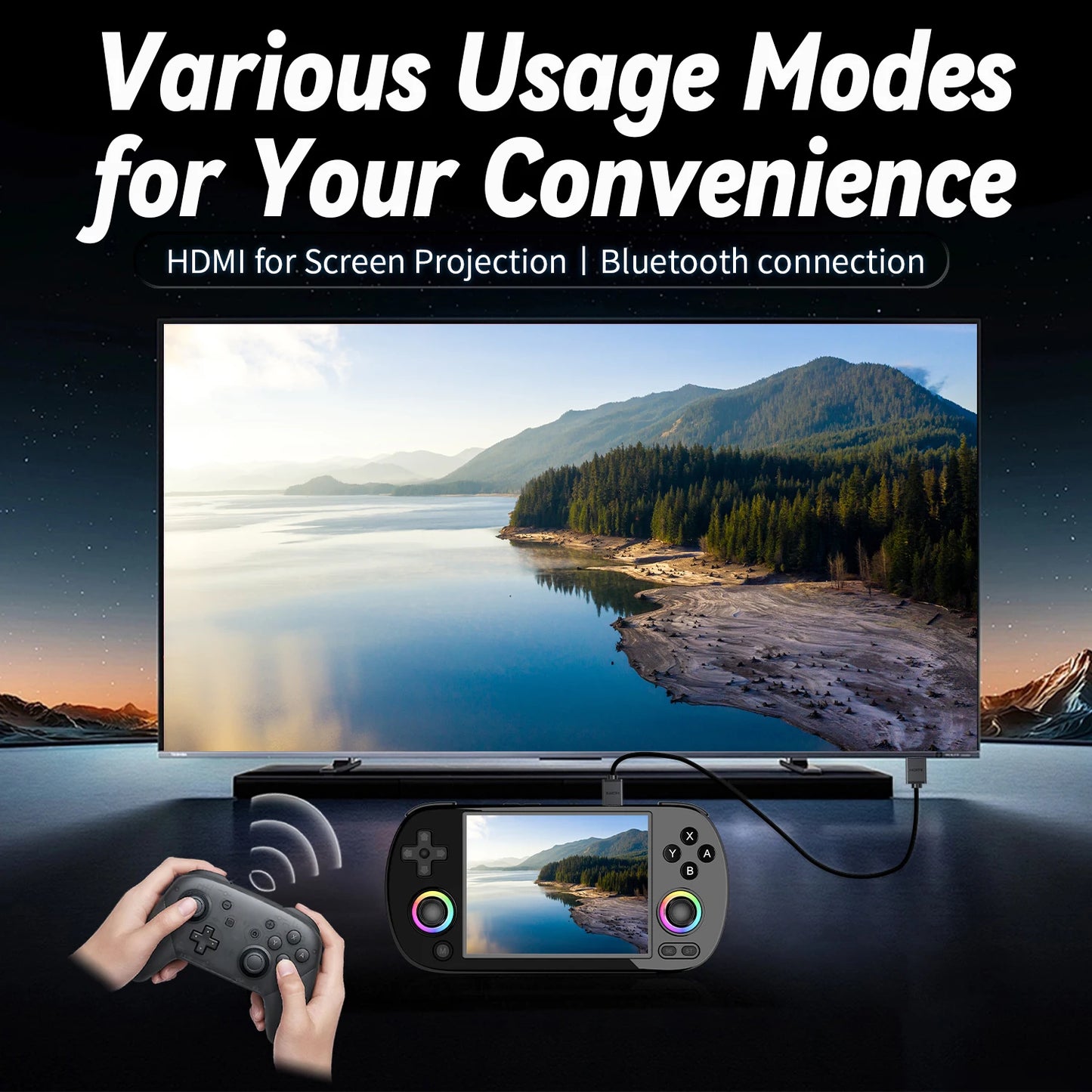ANBERNIC RG40XX H Handheld Game Console Linux 64-bit System 4.0 inch IPS 3200mAh Retro Video Gaming Console 64G 5000+ Games Gift