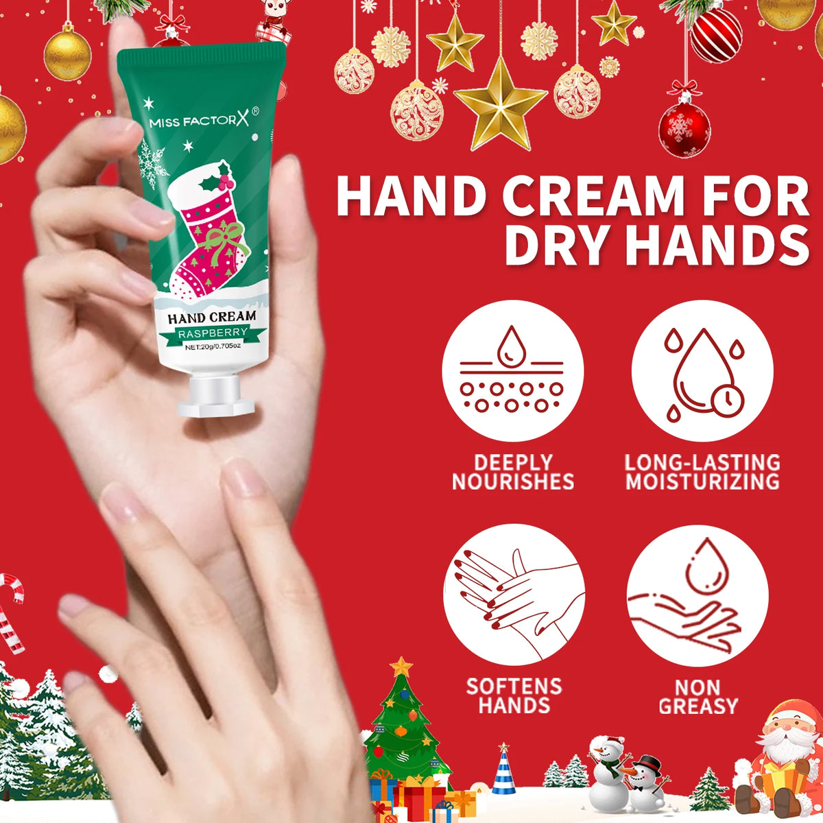 10 piece set of 5 different fragrances of Christmas hand cream - moisturizing and nourishing, suitable for dry skin