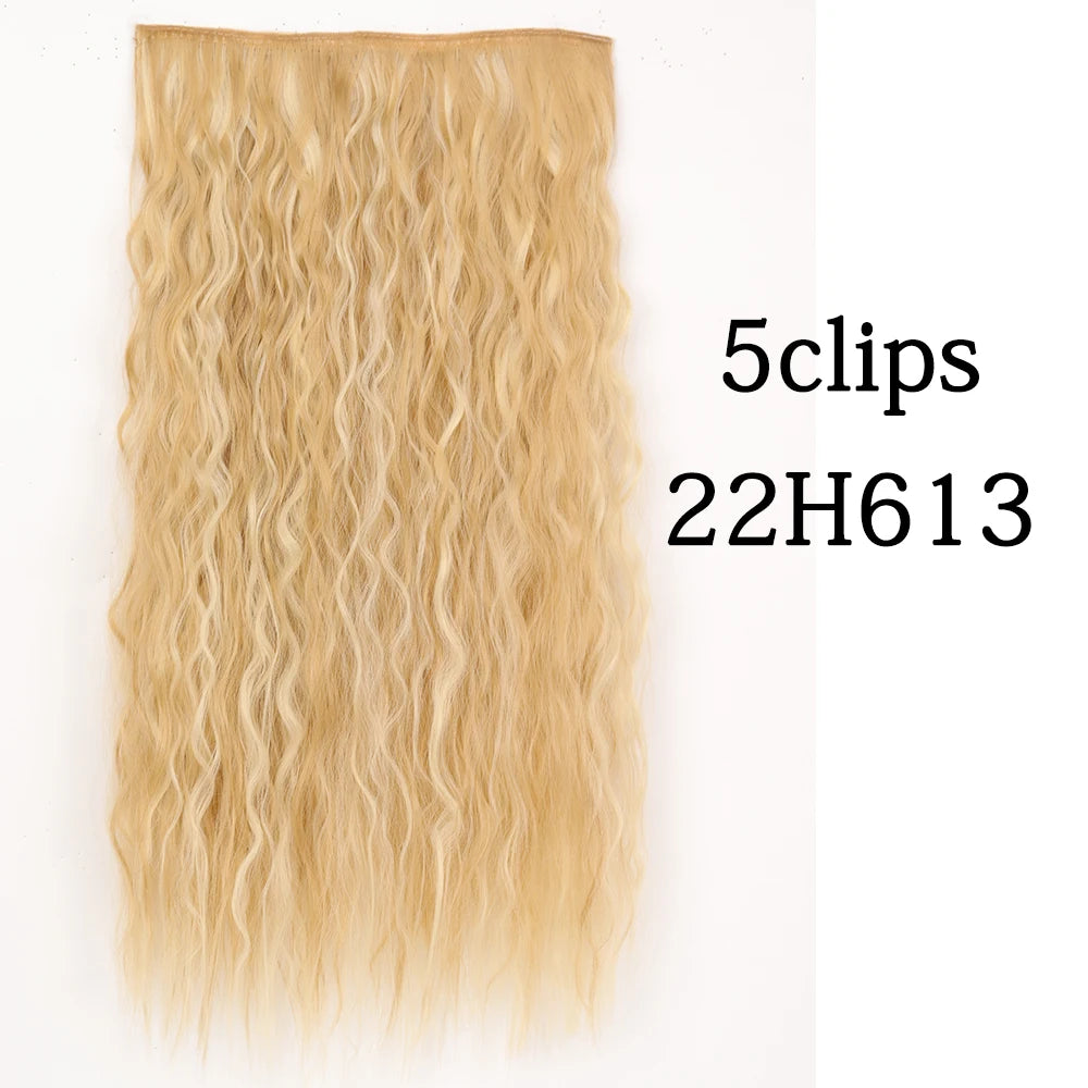 Synthetic 5 Clip In Hair Extensions Long Curly Hairstyle Hairpiece Natural Brown Black 80cm Heat Resistant  Fake Hair For Women