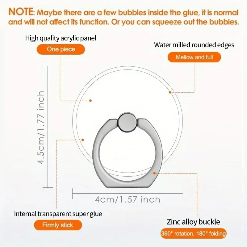 Transparent Cute Cat Phone Ring Holder – Foldable 360° Rotating Stand | Universal Smartphone Accessory