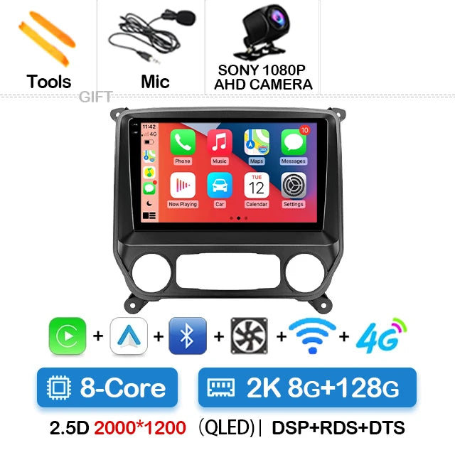 Car Radio Android 15 For Chevrolet Silverado GMC Sierra 2014 2015 2016 2017 2018 5G WIFI Viedo Player DSP Wireless RDS QLED IPS