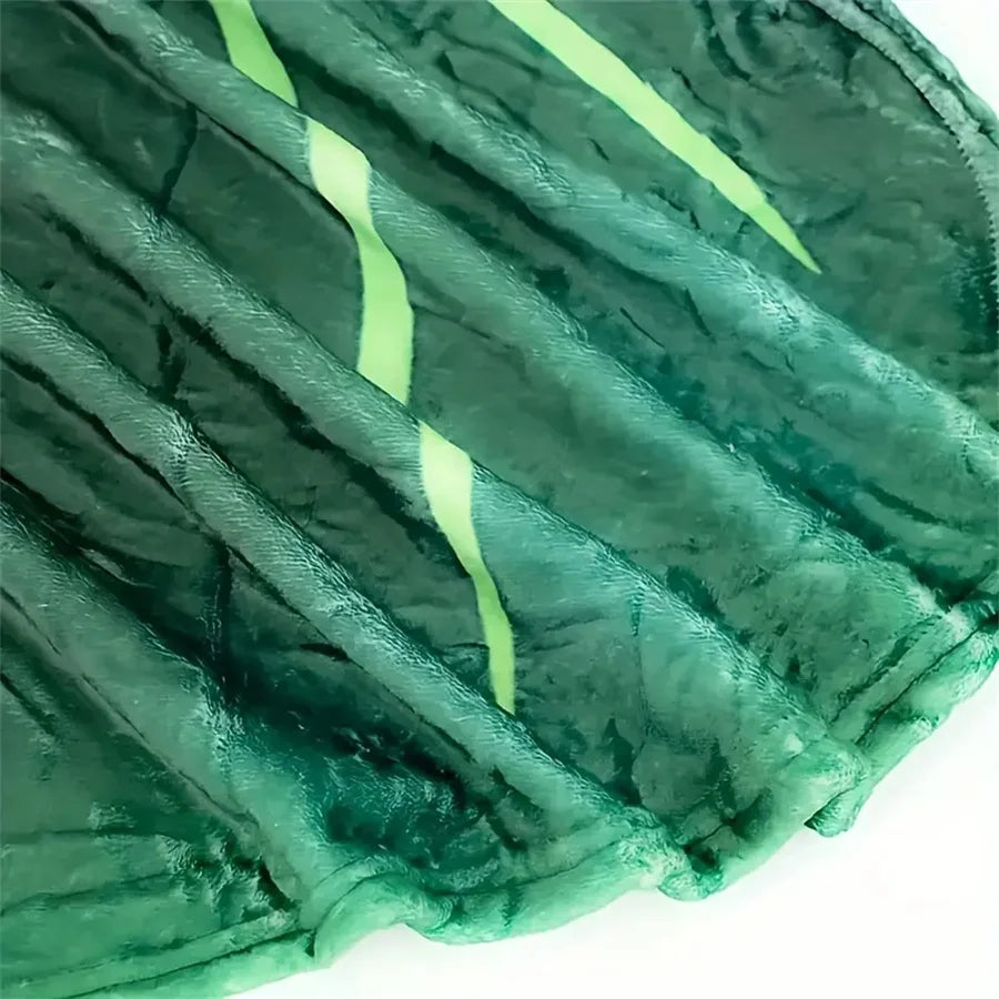 Leaf Shaped Flannel Throw Blanket, Soft Green Bed Blanket