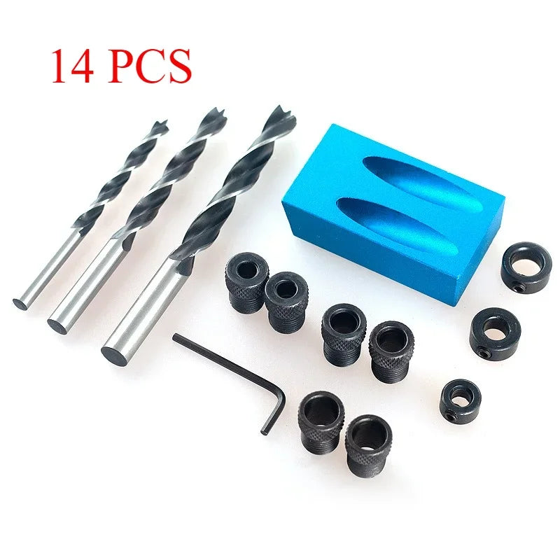 Woodworking Oblique Hole Drill Locator Pocket Hole Jig For Drilling 15 Degree Angle Drill Guide Sets DIY Puncher Carpentry Tools