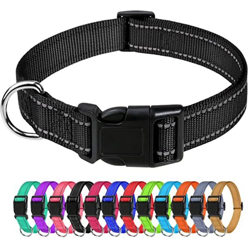 Reflective Nylon Pet Collar - Adjustable, Anti-Slip