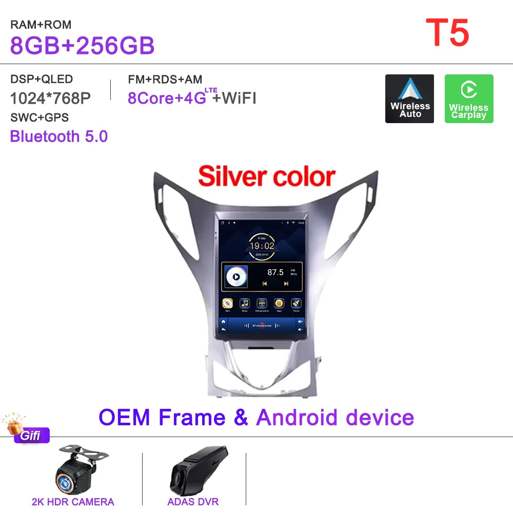 9.7" Car Stereo with Apple CarPlay & Android Auto, Compatible with Hyundai Azera (2011-2012)