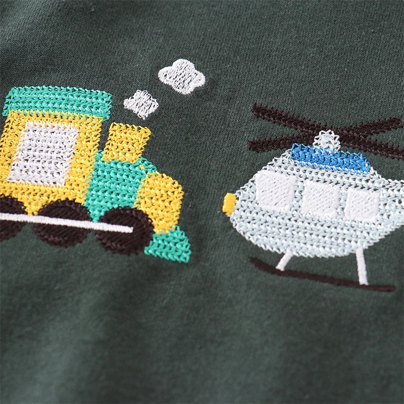 Jumping Meters 2-7T Aircrafts New Autumn Spring Baby Sweatshirts Long Sleeve Children's Clothing Animals Kids Sport Shirts