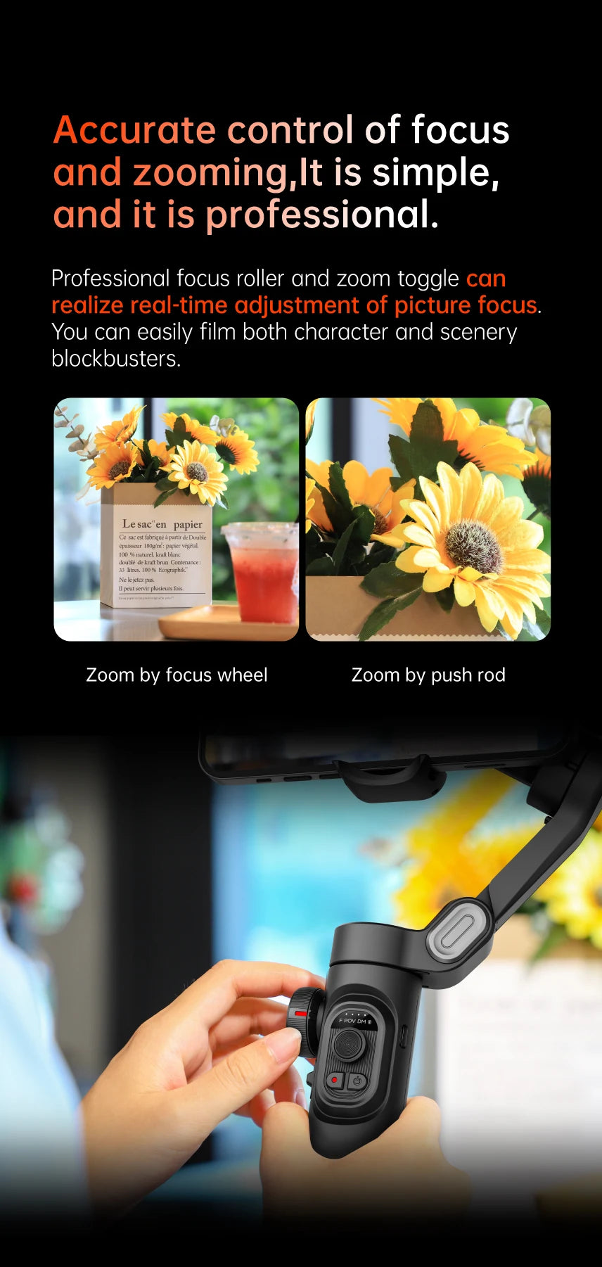 AOCHUAN 3-Axis Handheld Gimbal Stabilizer SmartXE for Smartphone for iPhone Android AI Face Tracking Tk Vlog