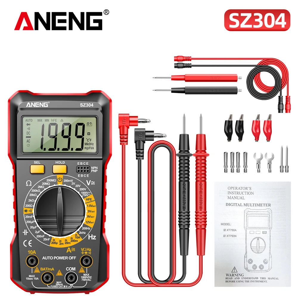 ANENG SZ304 Digital 2026 Counts Multimetes AC/DC Votage Current Resistance Ohm NCV High Precision Professional Multimetro Tester