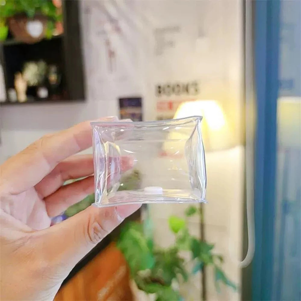 Transparent PVC Square Mini Coin Purses Case Clear Small Key Wallets Pouch Women Kids Girls Lipstick Earphone Coin Storage Bags