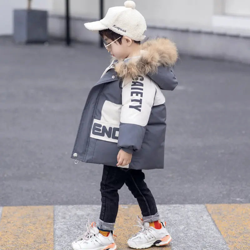 Boys Hooded Winter Coat with Fur-Trim Collar - Thick Padded Jacket - photo 3