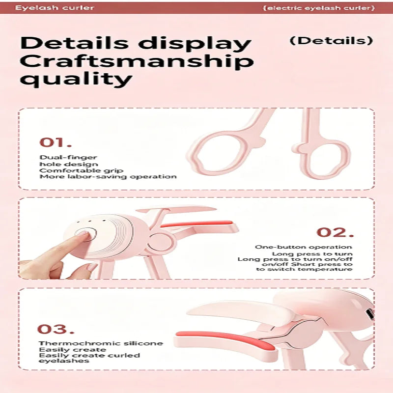 Eyelash Curler, Rechargeable Electric Eyelash Curler, Electric Heated Eyelash Curler for Long-Lasting Curling and Shaping