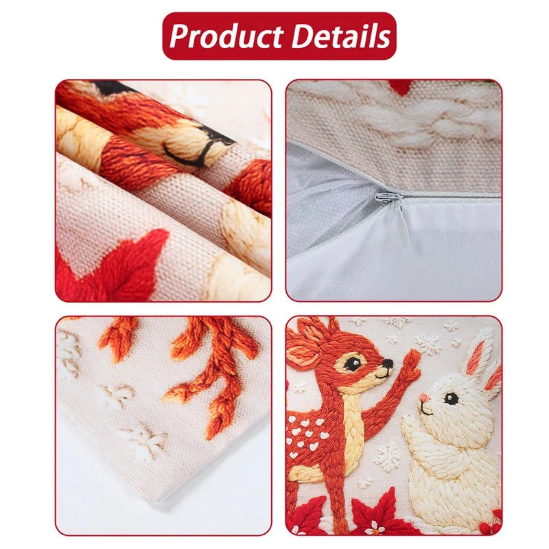 4pcs Merry Christmas Cushion Cover Home Decorations 2026 Christmas Ornament Pillow Case Xmas Navidad Gifts New Year Gifts 2026