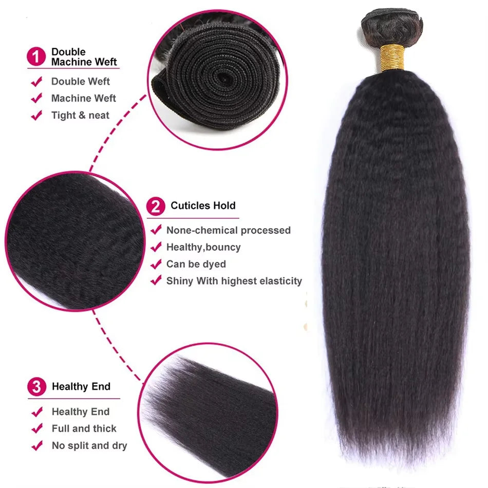 Kinky Straight Peruvian Raw Virgin Human Hair Bundles Weave Sew In Bundle Remy Hair Extension 3 4 Bundles Coarse Yaki 28 30 inch