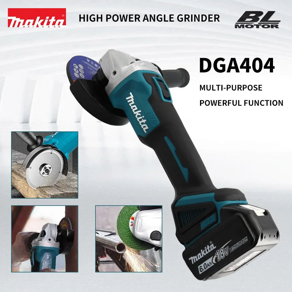 Original Makita DGA404 18V Brushless Electric Angle Grinder Cordless Grinder Metal Wood Grinding Polishing Cutting Power Tool