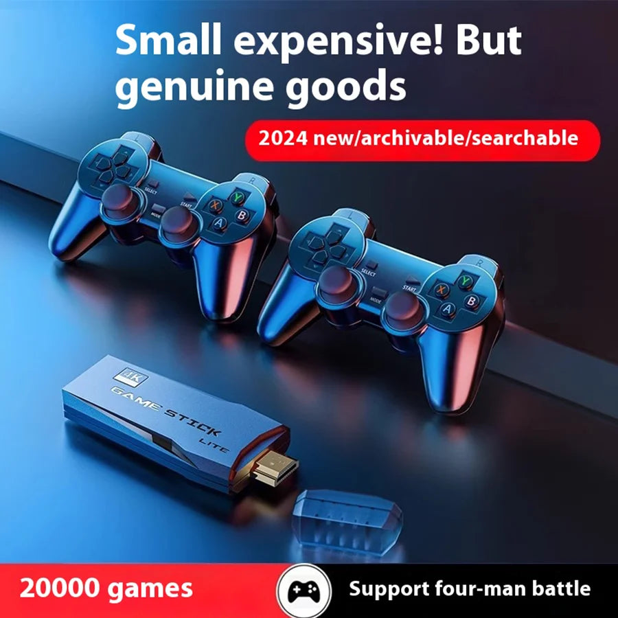 Basix 4K Retro Gaming Stick – 20,000+ Games, 64GB, 2.4G Dual Wireless Controllers | Thanksgiving Gift