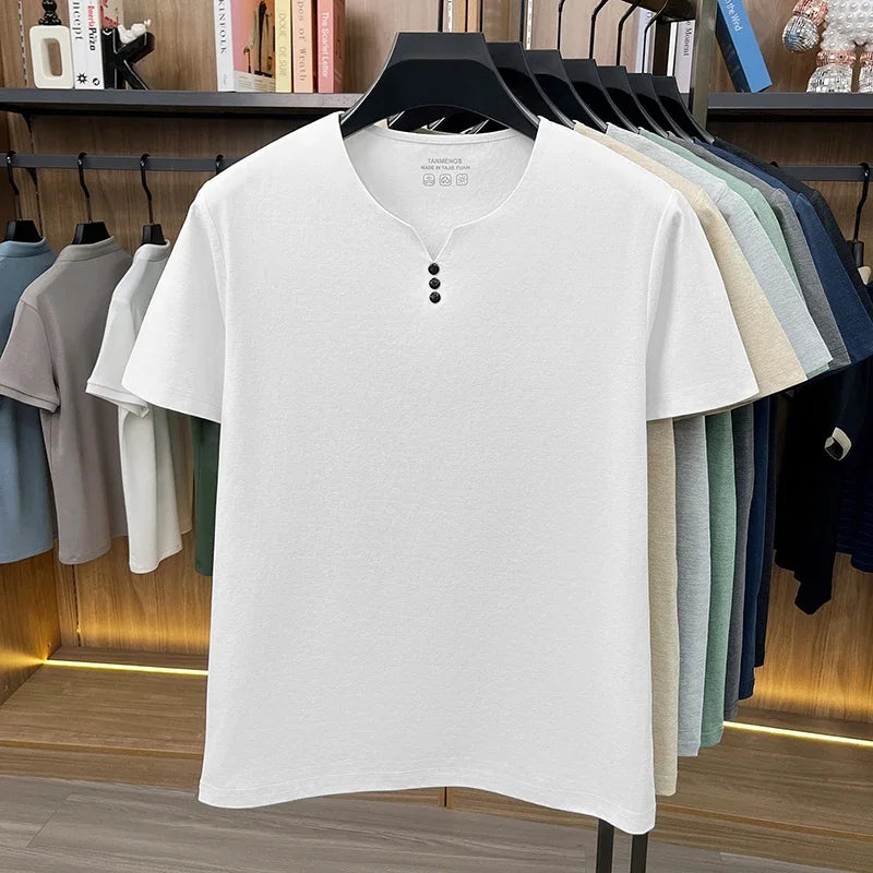 Men's Classic Henley Tee - Button Detail, Casual to Semi-Formal