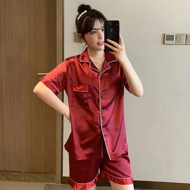 Satin pajama set - view 11