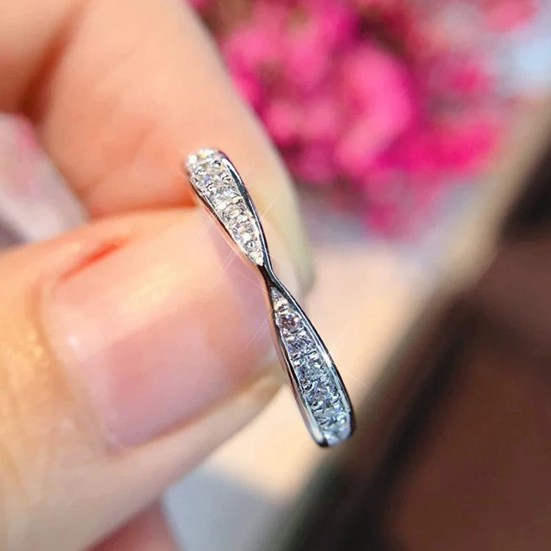 Moissanite V-Shape Ring – 925 Silver Engagement Band