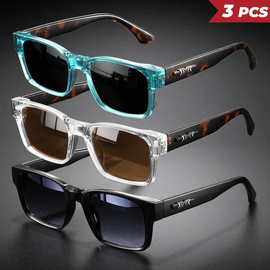 Retro Punk Square Sunglasses - UV400 Protection (3-Pack Set)