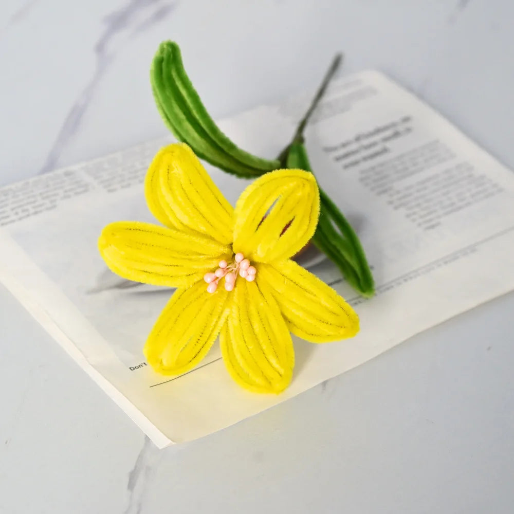 5Pcs Lily DIY Flower Calla Chenille Stems Fluffy Wire Pipe Cleaners Twist Stick Children Educational Toys Creative Handcraft