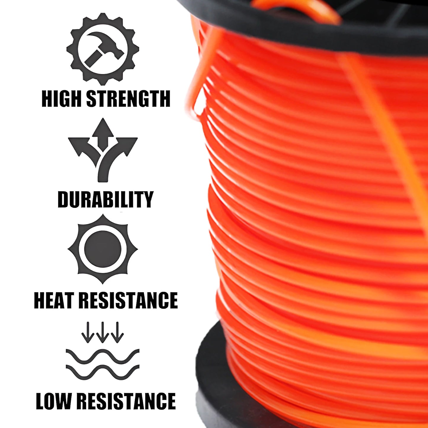 1LB 2.4/2.7/3.0/4.0mm Mowing Nylon Grass Trimmer Rope Brush Cutter Strimmer Line Orange Round Brushcutter Trimmer Cord Line Wire