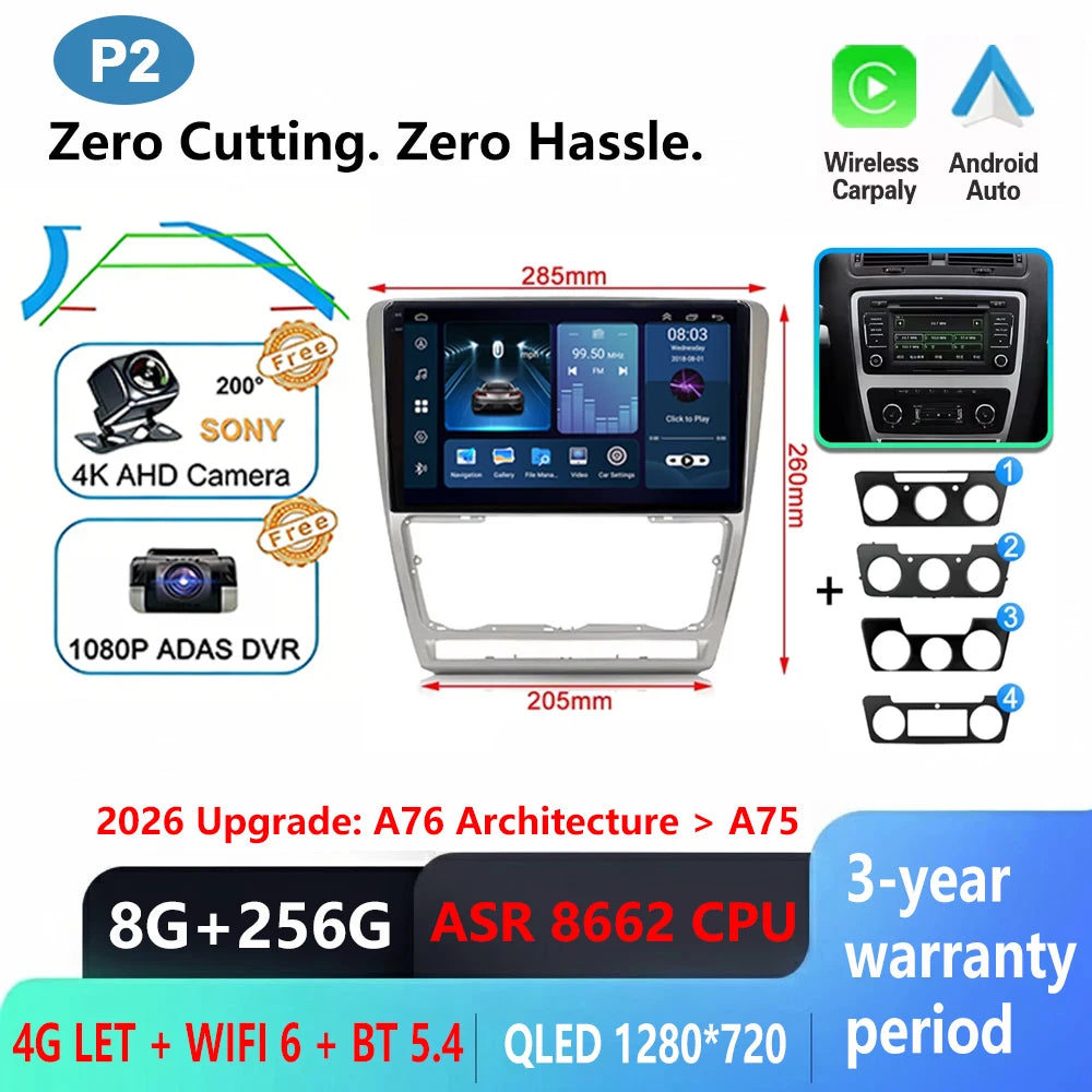 Car Stereo with Apple CarPlay & Android Auto, Compatible with Skoda Octavia 2 A5
