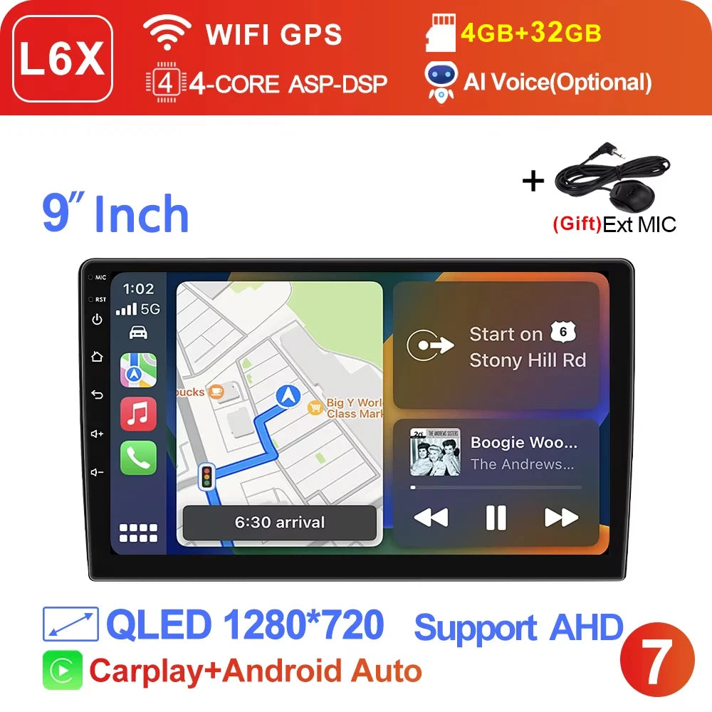 LEHX Wireless Carplay 2din Android 14 Car Radio Multimedia Video Player Universal 7/9/10 inch AutoRadio GPS Navigation 4G WiFi