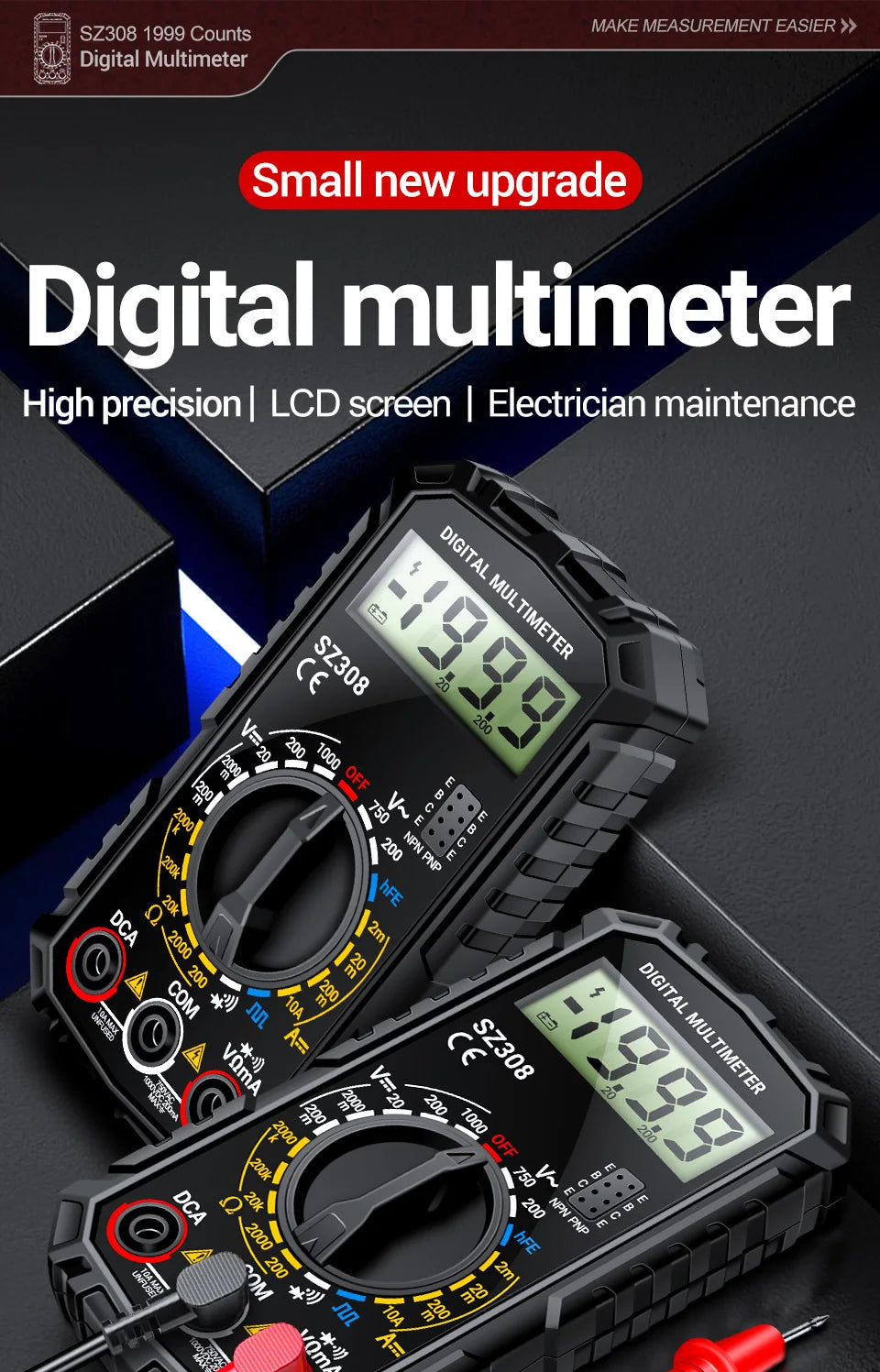 Multimeter Tester Pen Suit ANENG Multimeters 1999 Counts 24-250V Voltage Detector Meter Diagnostic Breakpoint Finder