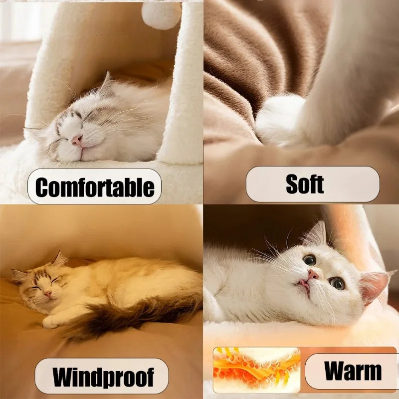 Plush Cat Tent Bed with Removable Cover - Warm House for Indoor Cats - photo 4