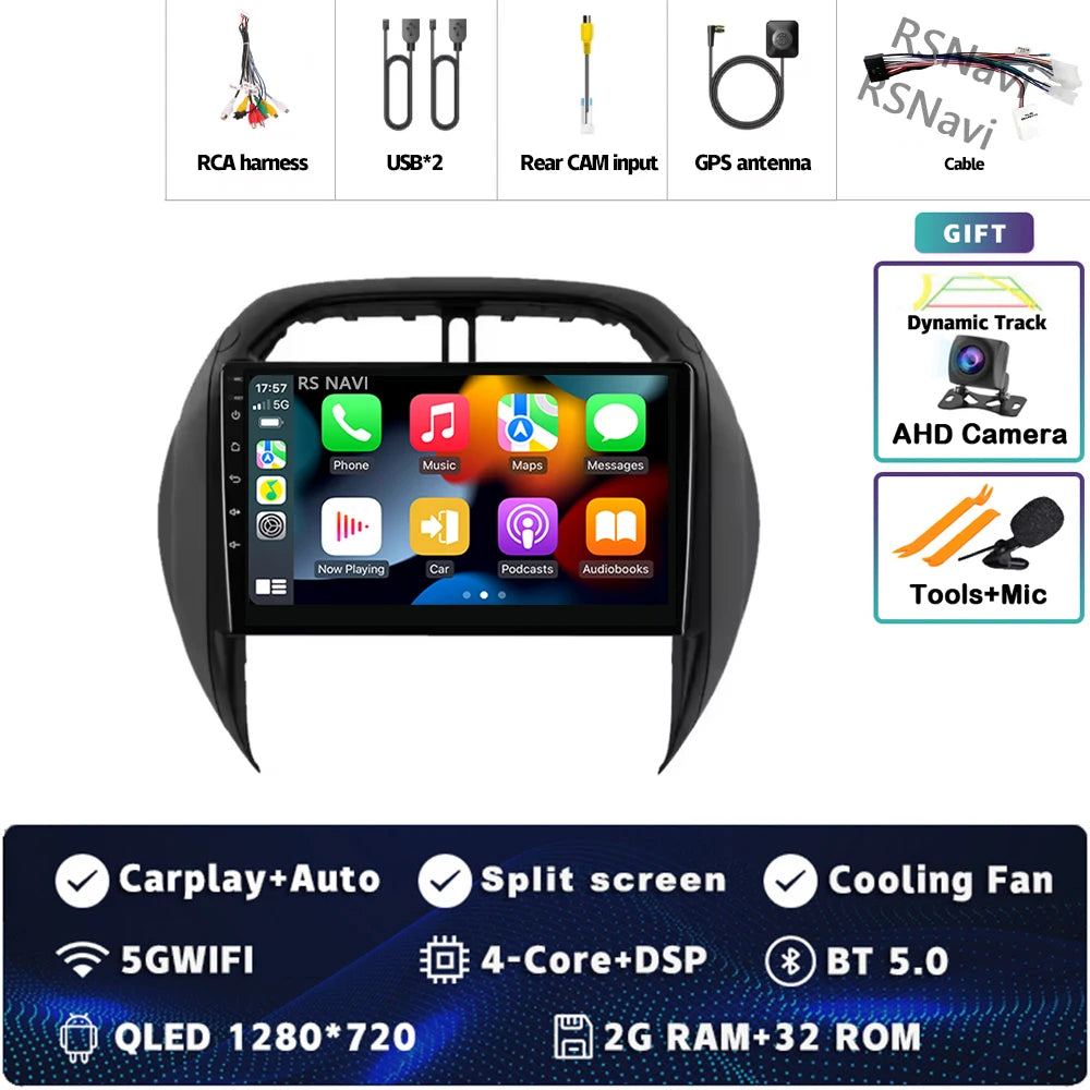 Android 16 For Toyota RAV4 2 CA20 CA20W XA20 2003 - 2005 2K QLED Stereo Car Radio Multimedia Video Player GPS 4G CarPlay