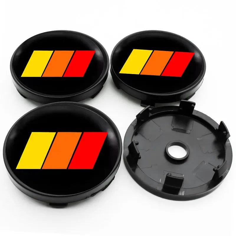 4PCS 56+60MM Universal 3 colors Emblem Wheel Center Hub Caps Sticker Rim Cover Auto Accessories