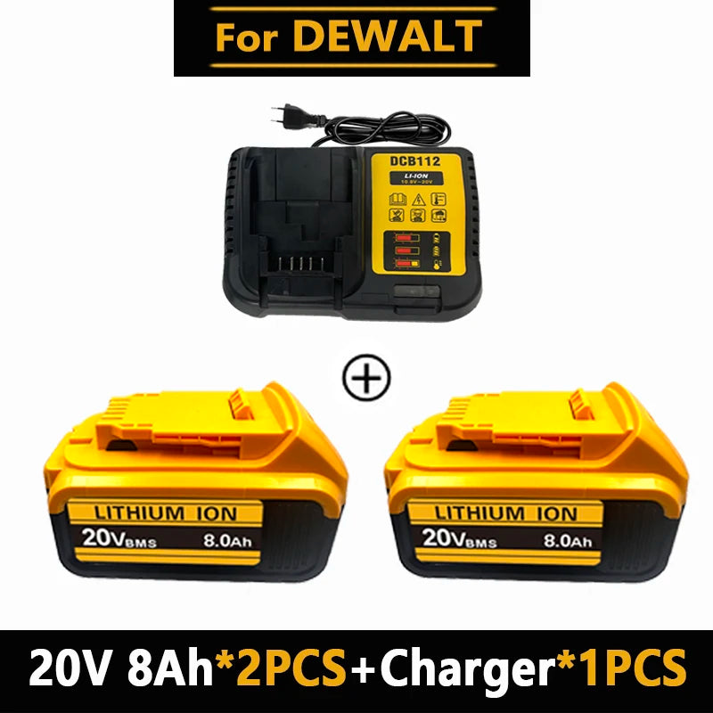 For Dewalt 18V/20V Compatible Rechargeable Tool Battery  12AH  - Fits DCB201 DCB206 DCB200 Dewalt Power Tool Replacement Battery