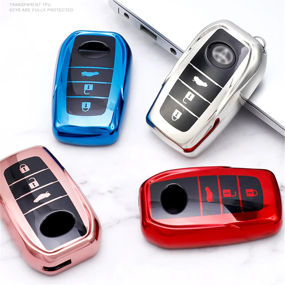 TPU Car Smart 3/4 Button Key Cover Case Bag Shell Holder for Toyota Avalon CHR C-HR Camry Corolla Prius Prado RAV4 Protector