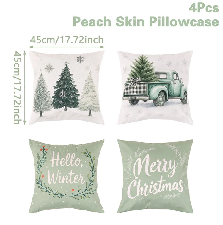 4pcs Merry Christmas Cushion Cover Home Decorations 2026 Christmas Ornament Pillow Case Xmas Navidad Gifts New Year Gifts 2026