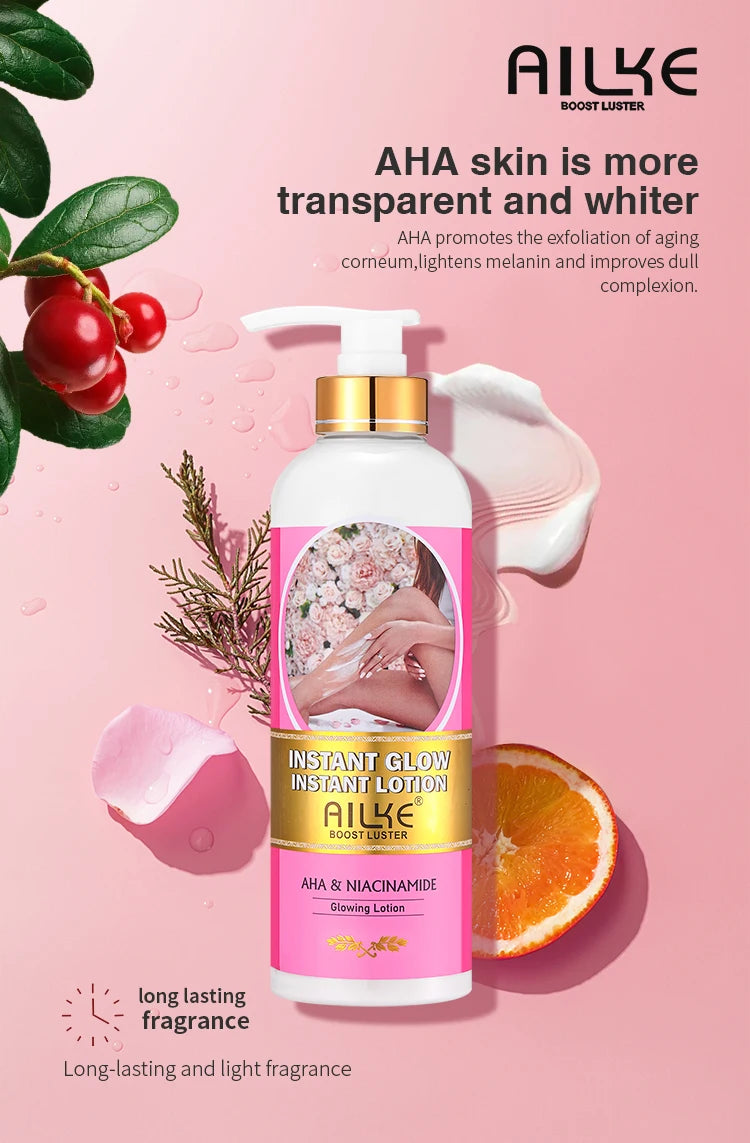 AILKE Women Skin Glowing Body Lotion, Moisturizing, Brightening, Nourishing, Smoothing Skin Cream, With Niacinamide