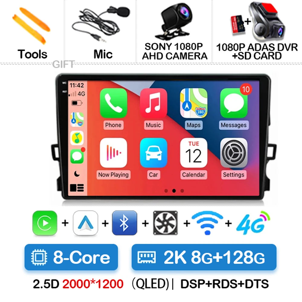 Android Car Stereo for Toyota Auris E150 (2006–2012) — Wireless CarPlay, Android Auto, GPS, WiFi