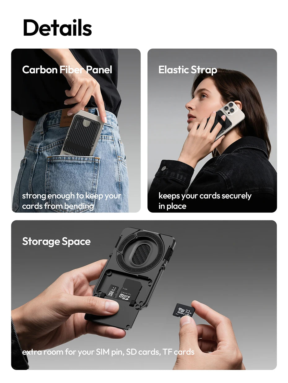 Original Ulanzi ML25 Aluminum Alloy Cardholder Phone Stand Double Side Magnetic Ring Portable Anti Scratch Foldable Fit