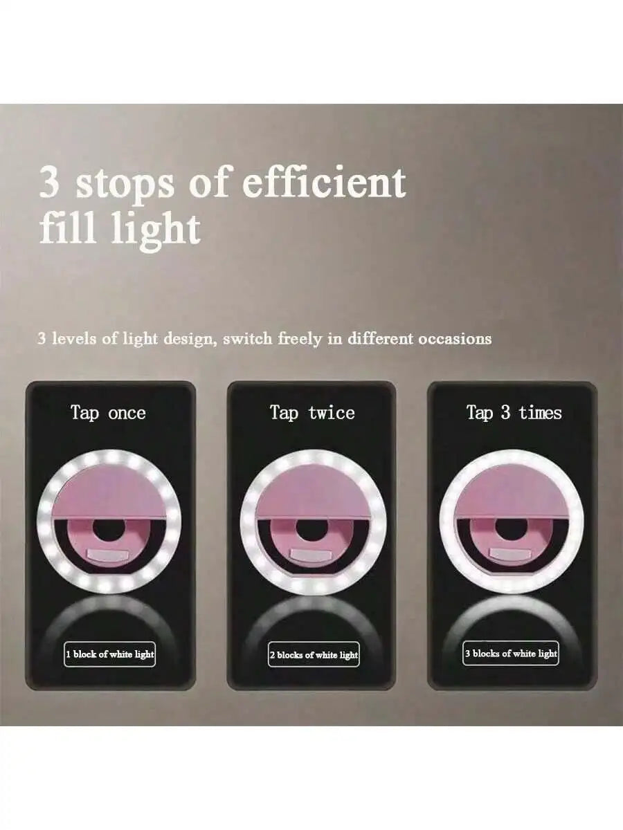 Dry battery Clip selfie ring light, portable LED selfie fill LED light, mobile live streaming video mini flash LED light, night