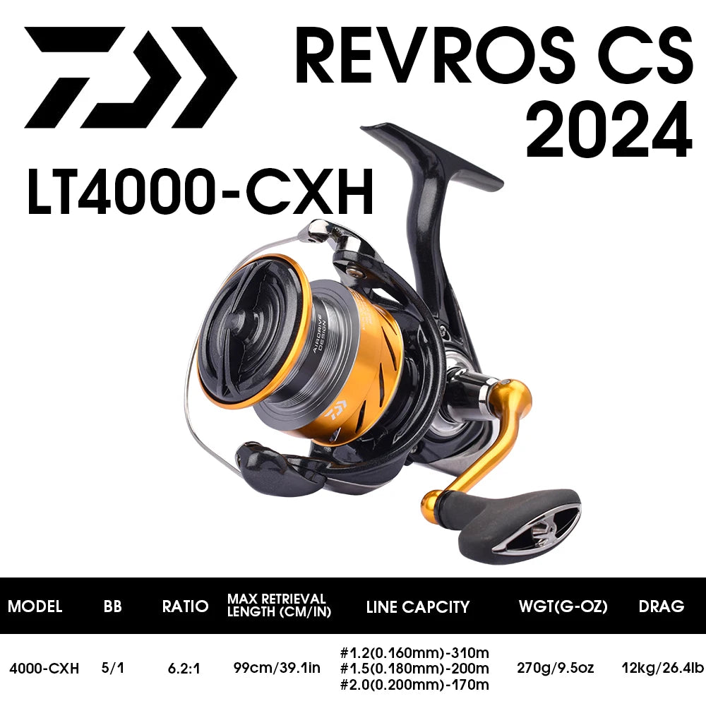 2024 DAIWA Fishing Spinning Reel REVROS CS LT 1000-6000 Fishing Reels 5KG/10KG/12KG Power 5.3:1/6.2:1 Seawater Spinning Reels