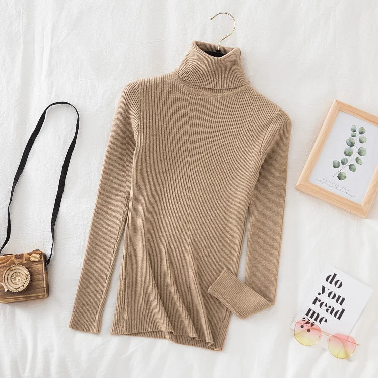 Women's Soft Turtleneck Sweater — Cotton Blend Knit