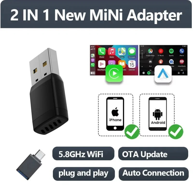 Wireless CarPlay & Android Auto AI Box, Compatible with Mazda, Toyota & Volvo