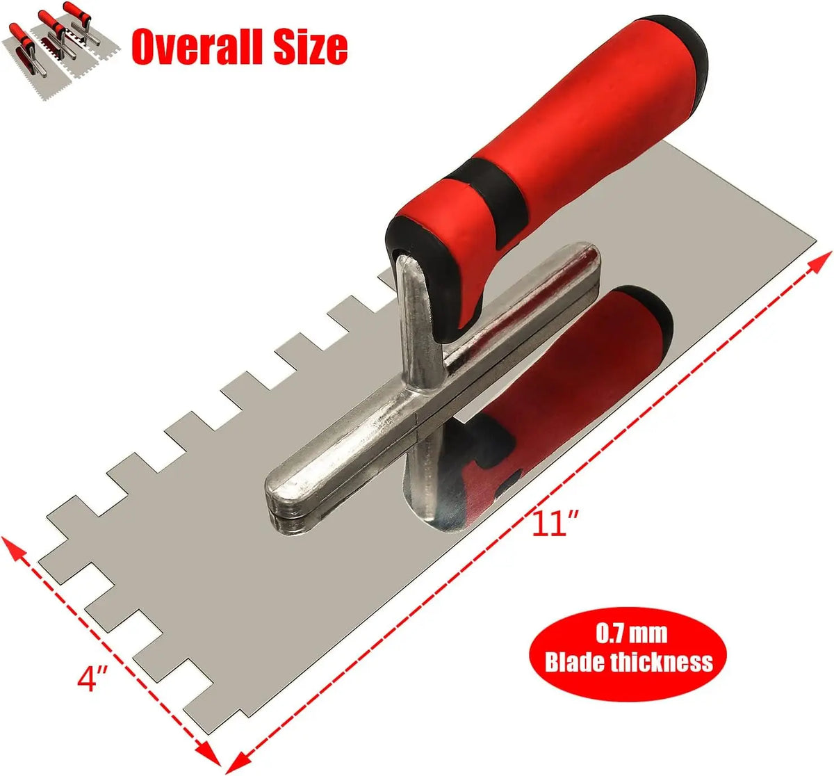Square Notched Trowel, Stainless Steel Wall & Floor Tiling Tool