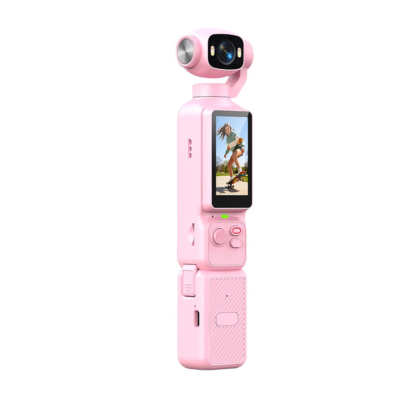 4K Handheld Gimbal Camera — 180° Rotating Lens with Fill Light